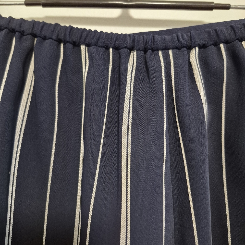 St. John Wide Leg Pants Navy Blue Striped Trousers Pull-On NEW Women's Sz S - Picture 8 of 12